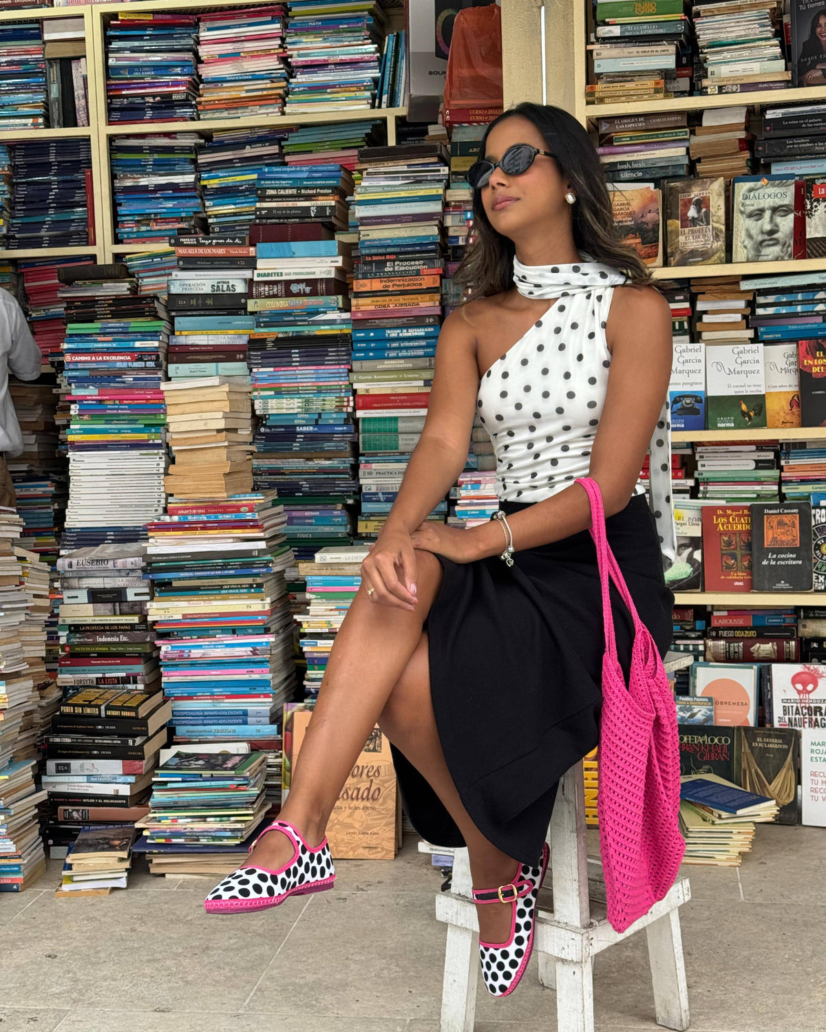 Alpargata Makarena Textil - Pepas Negro x Fucsia