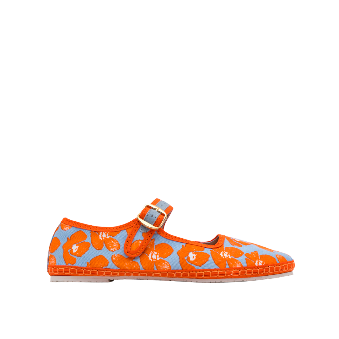 Alpargata Makarena Textil - Flores Naranja
