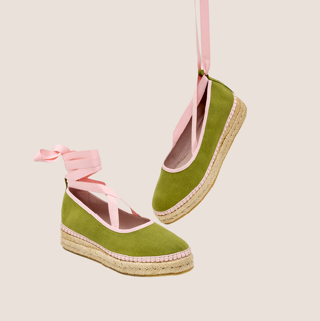 Alpargata Eva Textil - Verde X Rosado