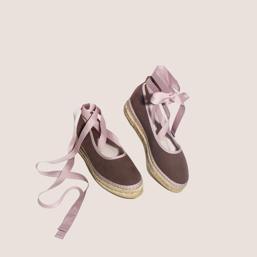 Eva Textil Espadrille - Coffee x Rosewood
