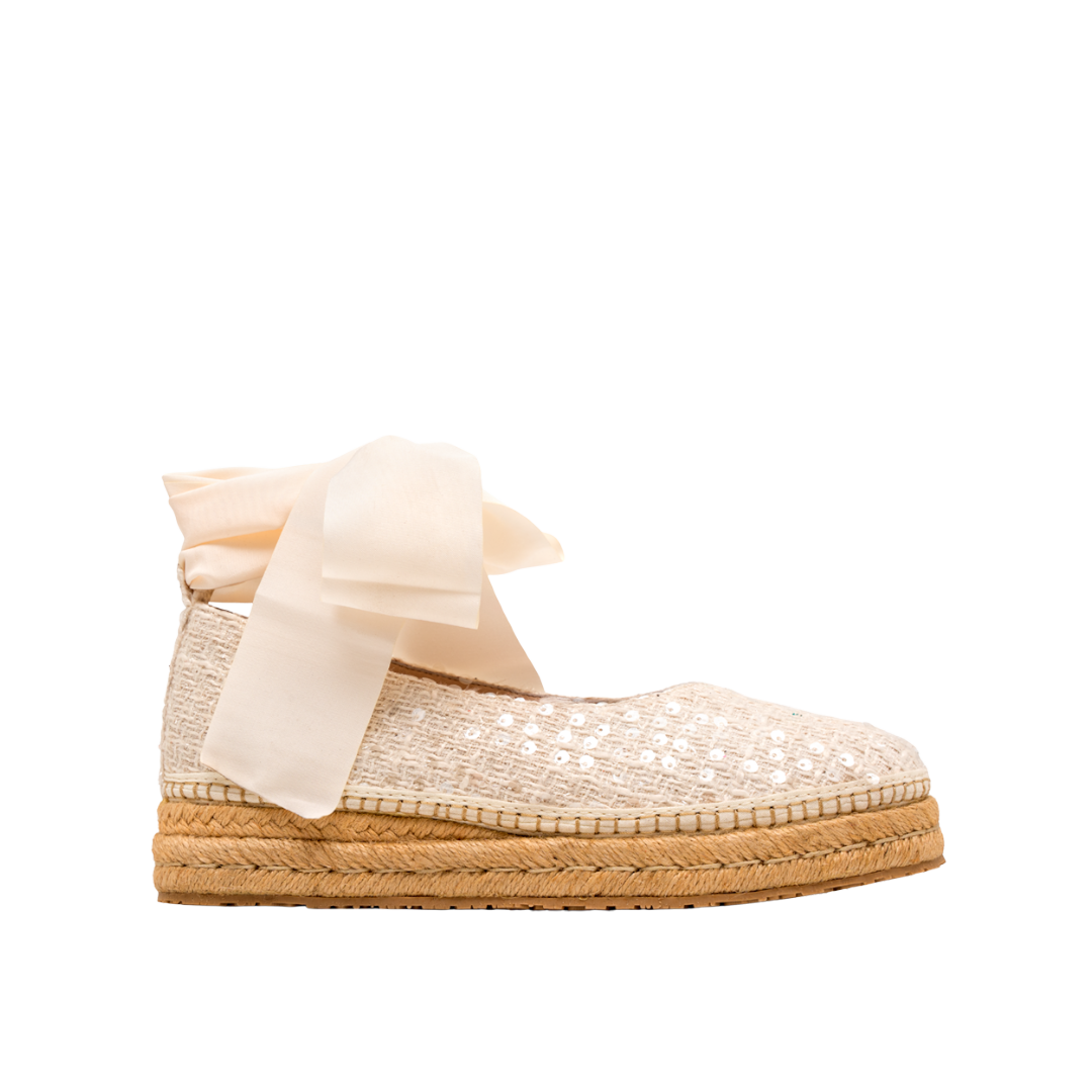 Alpargata Rosanna Premium Textil - Lentejuelas Crudo