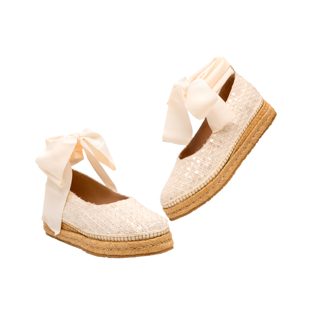 Alpargata Rosanna Premium Textil - Lentejuelas Crudo