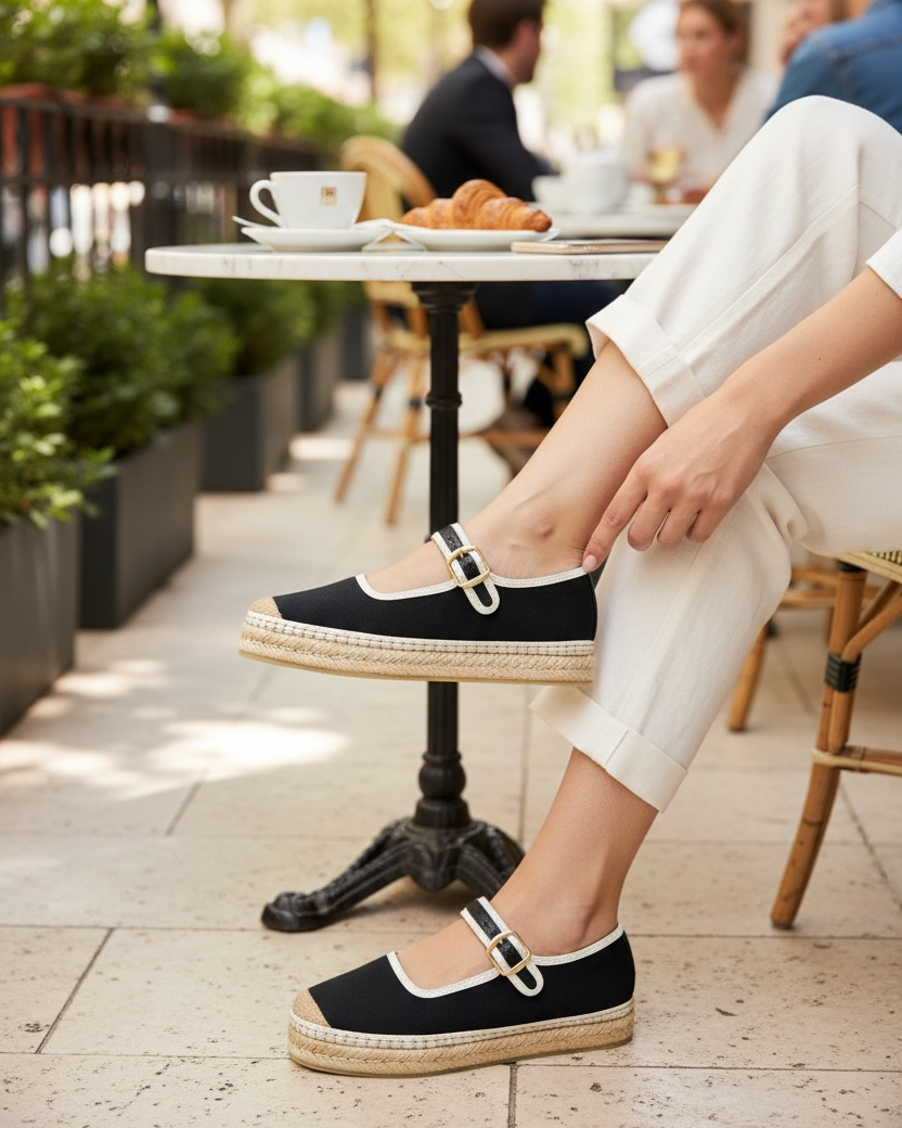 ALPARGATA MAFALDA TEXTIL - NEGRO X CRUDO