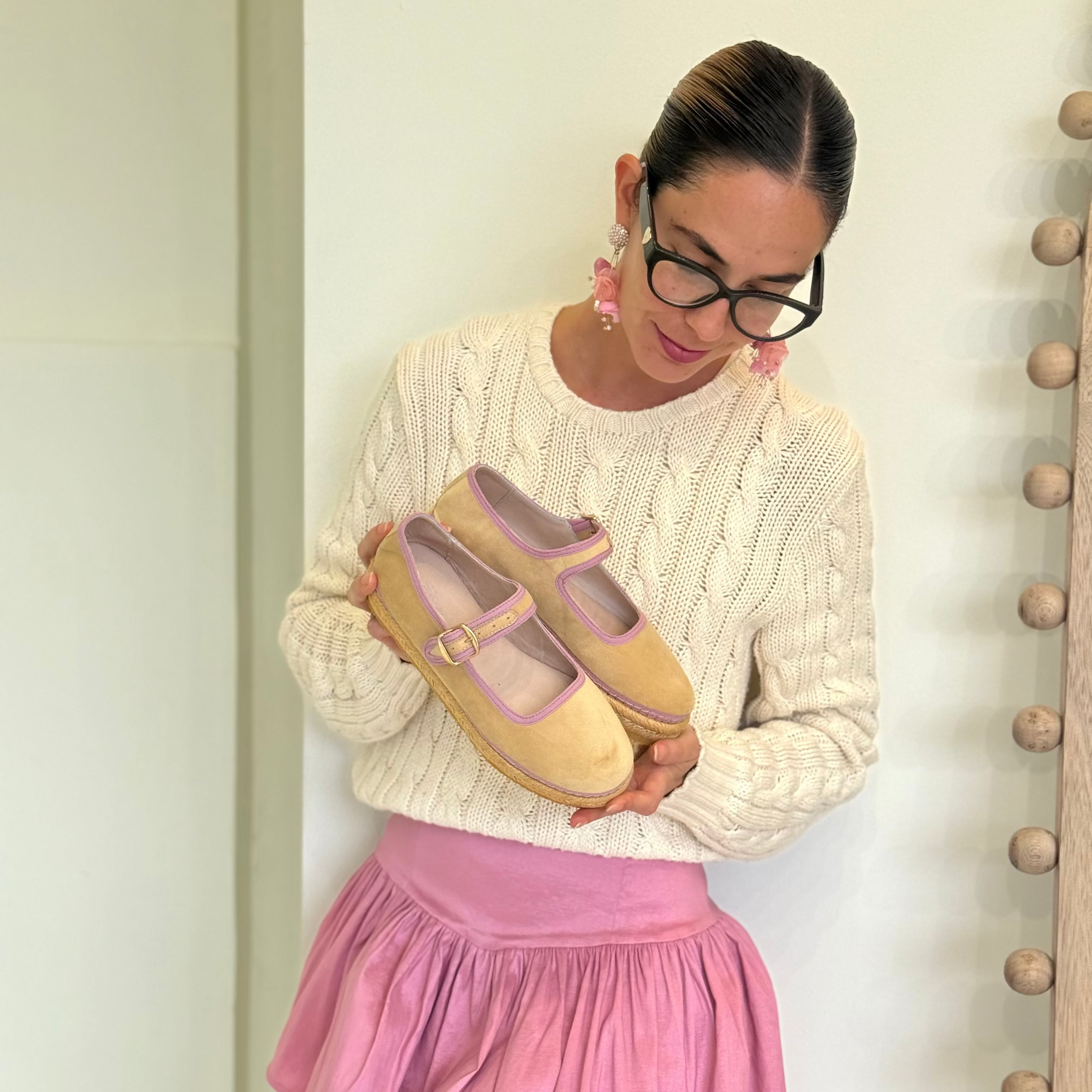 ALPARGATA MAFALDA CHIC TEXTIL - CREMA X ROSA