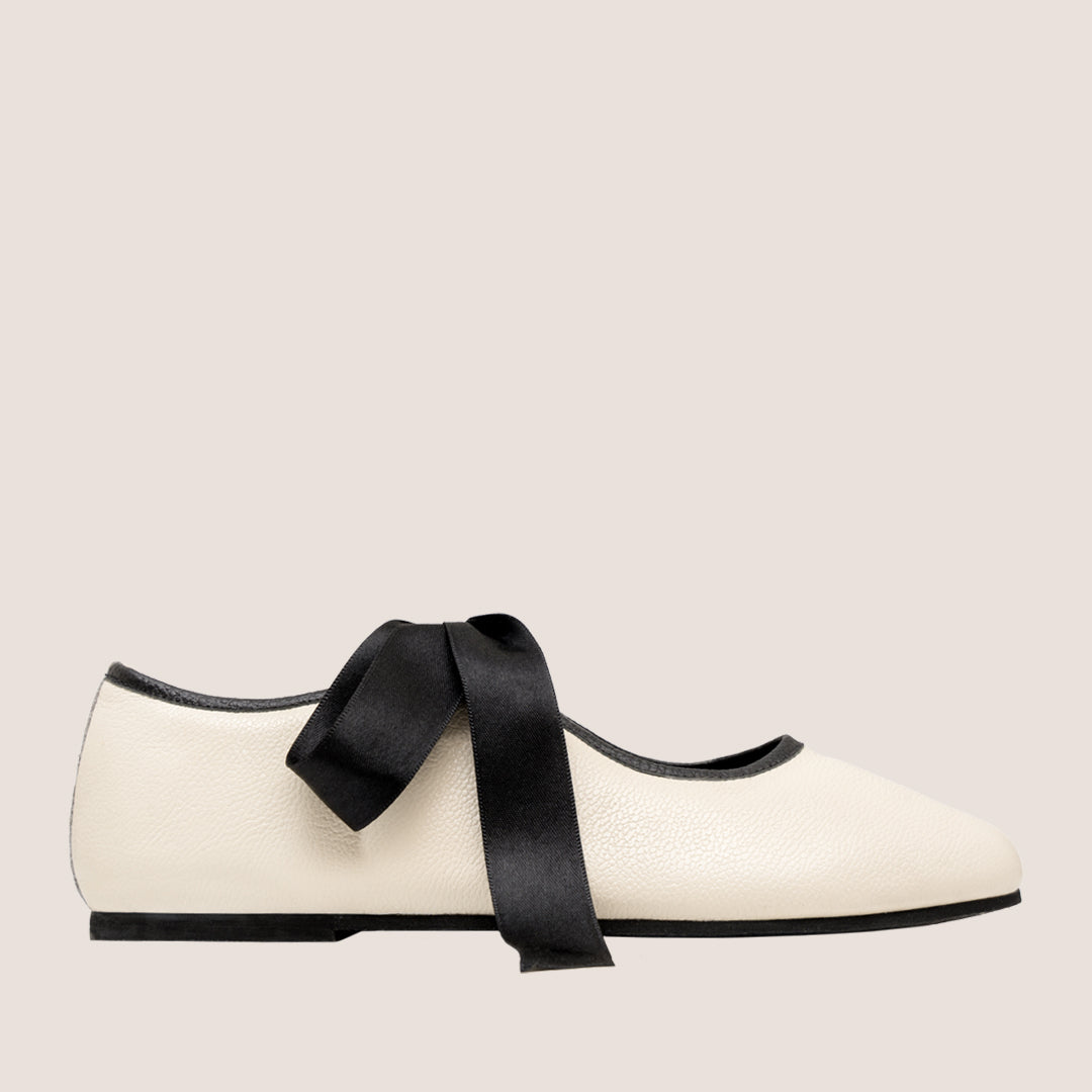 Tenis Baleta Palermo Cuero - Crudo x Negro