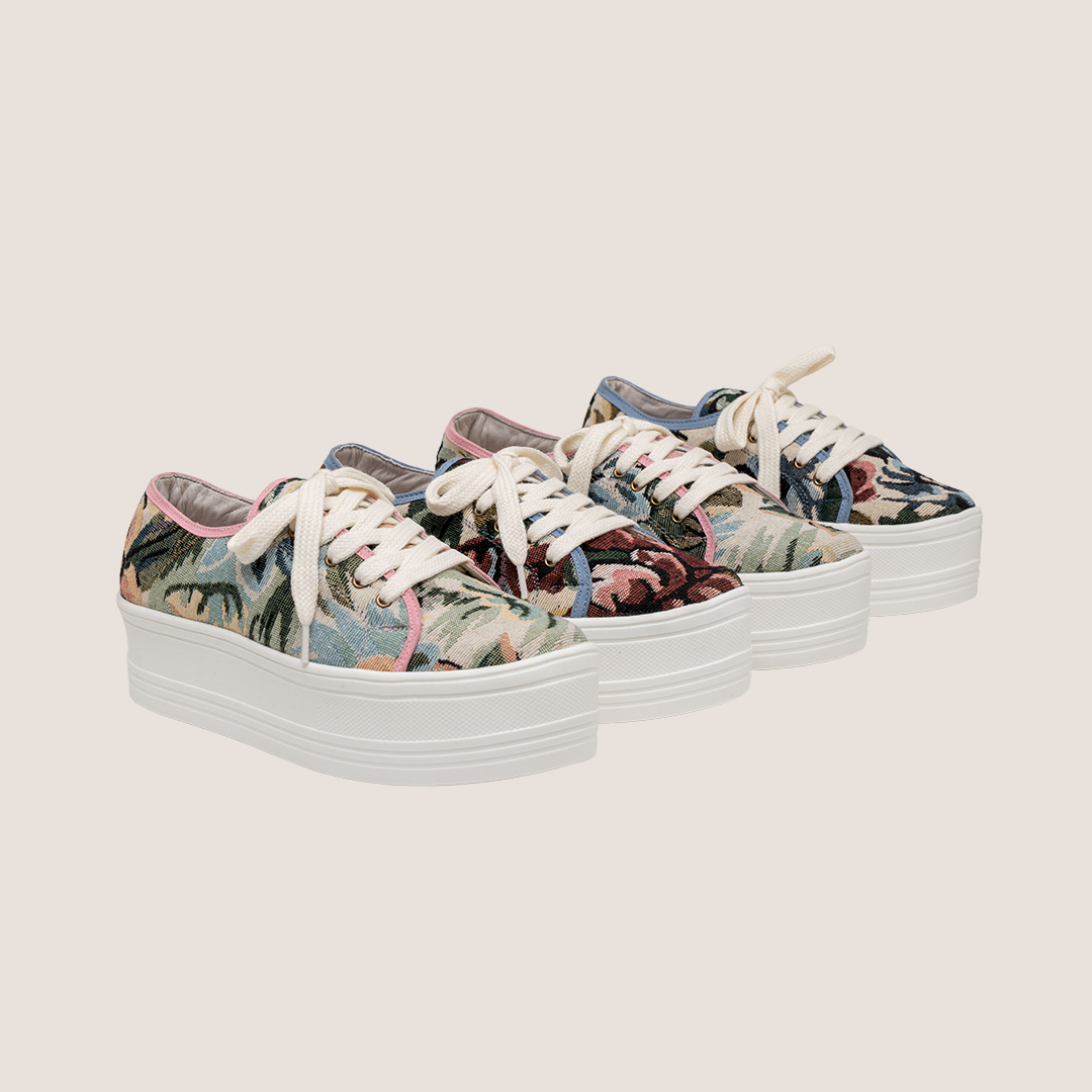 Tenis P Textil - Flores Tierra x Azul