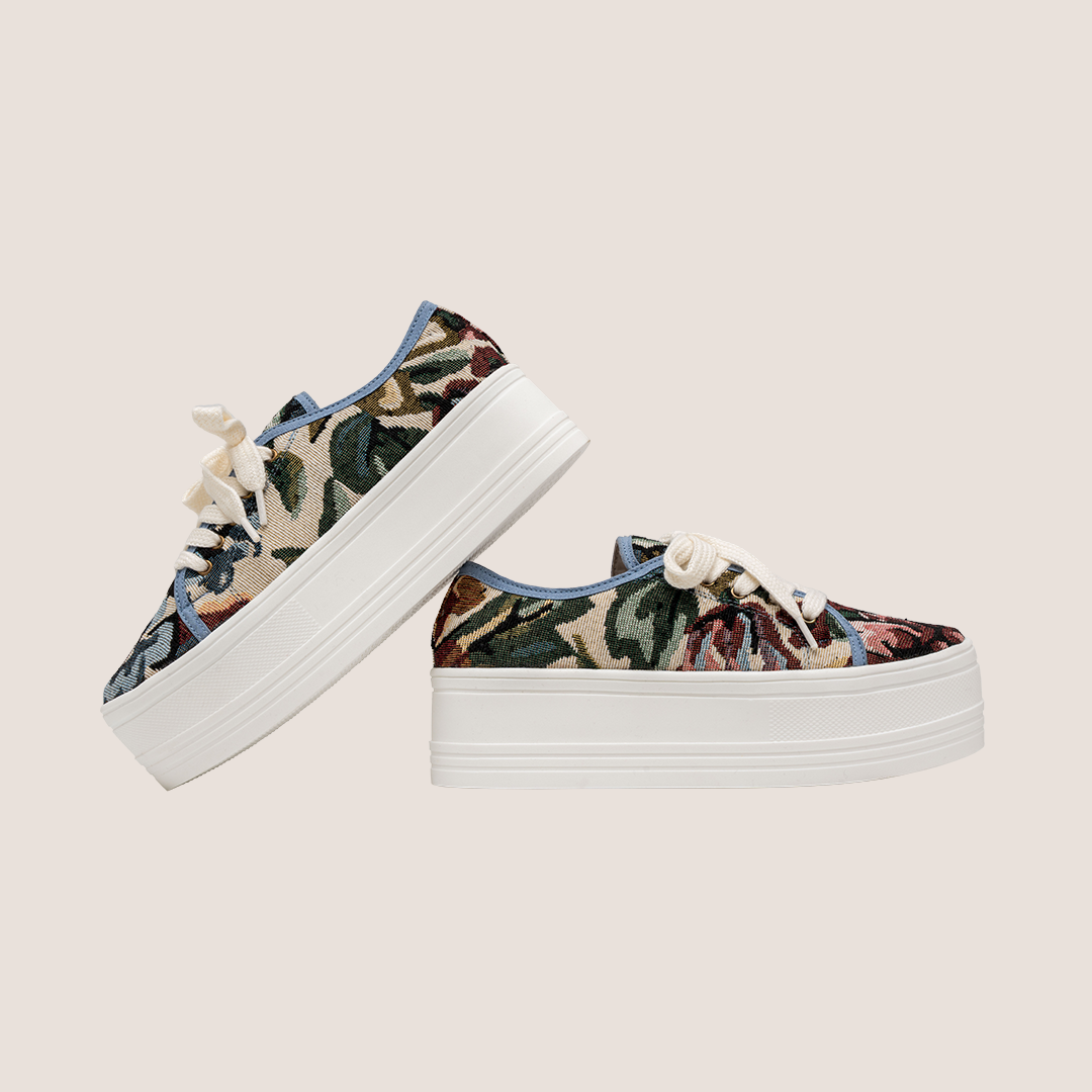 Tenis P Textil - Flores Tierra x Azul