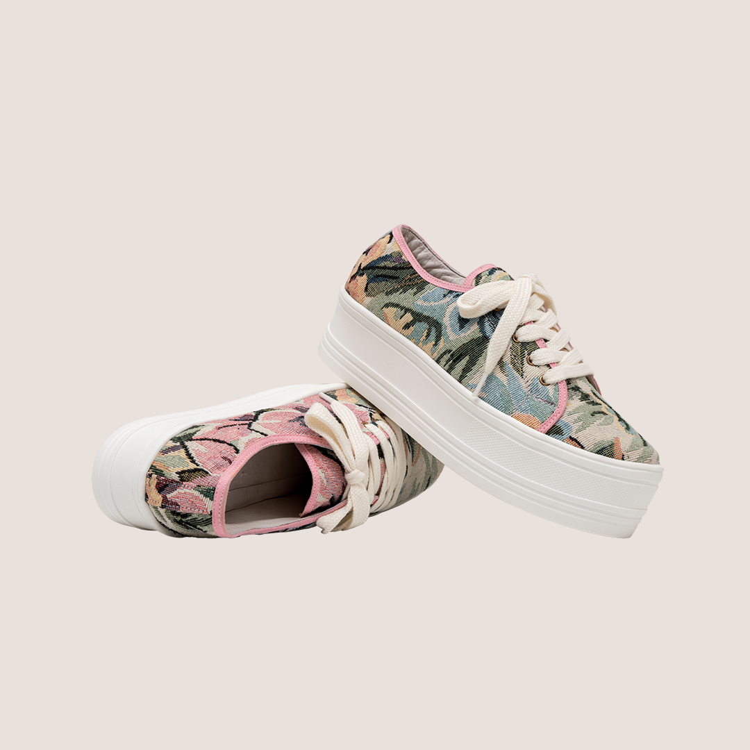 Tenis P Textil - Flores Verde